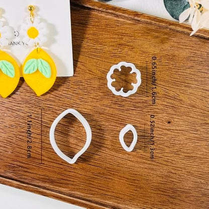 Xaekicr Lemon Flower Polymer Clay Cutters – 3 Pcs Clay Earring Cutters Set – Clay Tools for Polymer Clay Jewelry Making – DIY Summer Earring Cutter Kit for Crafts and Accessories - Image 6