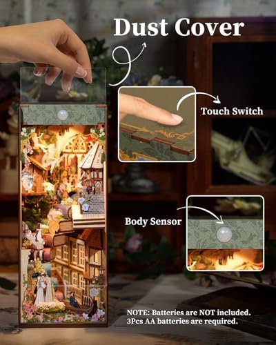 Tonecheer x British Library DIY Book Nook Kit, Shakespeare 3D Wooden Puzzle for Adults, Miniature House Kit Booknook Bookshelf Insert Decor with LED Lights Craft Gifts (Shakespeare's Verse) - Image 4