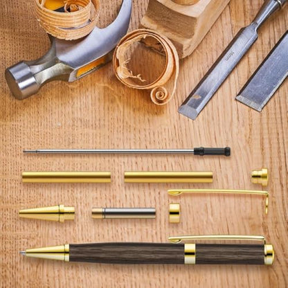 10 Pcs Pen Kits for Wood Turning 7mm Slimline Pen Twist Kit with Refill Lathe Turning Supplies Gold - Image 6
