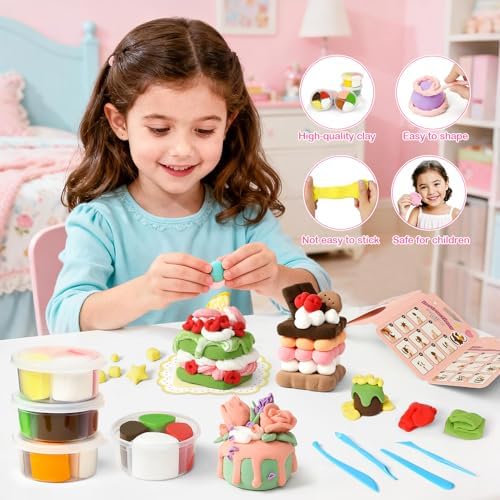 Air Dry Clay for Kids Modeling Clay Kit, 12 Boxes Model Magic Molding Clay with Tools & Tutorial, Non-Sticky, Arts and Crafts for Kid Ages 4-8 8-12 Girl Birthday Gift, Cake Party Favor Classroom Prize - Image 5