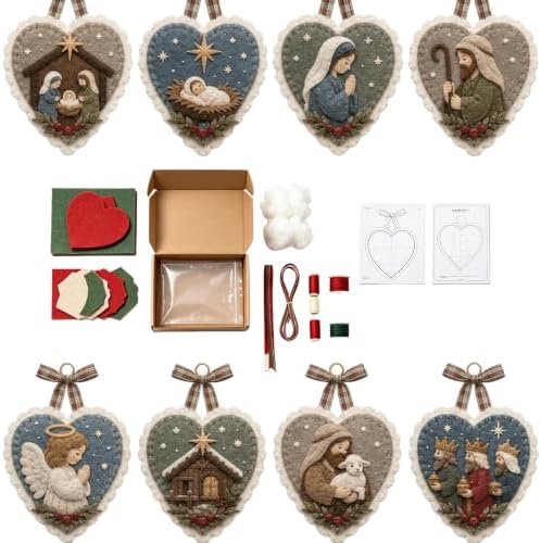 Winter Birds Pre-Cut Felt Heart Ornament Kit，Nativity by Unknown