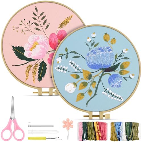 TINDTOP Embroidery Kit for Adult, Flower Embroidery Kit for Beginners by TINDTOP