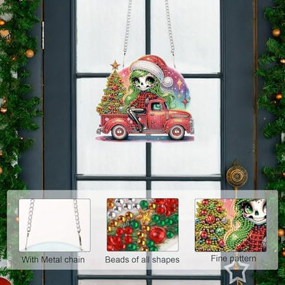 5D DIY Diamond Painting Pendant kit, Coach Christmas Tree Special Handmade Diamond Hanging Decorations, Suitable for Home, Window Decoration, Christmas Birthday Creative Gift Preferred - Image 6