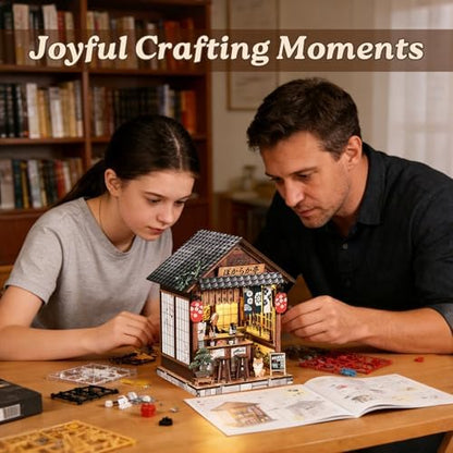 DIY Book Nook Kit with LED Light, Miniature Dollhouse, 3D Wooden Puzzle, Bookshelf Insert Decor Craft Gift (The Mellow Pub) - Image 7