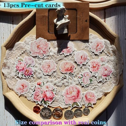 CATaireen Vintage Junk Journal Items Kit Pre Cut Paper Cards Cutout Cardstock Art Aesthetic Decor Hollow Out Craft Elements Small Embellishments Supplies for Adults Scrapbook Pack (Floral Pink) - Image 3