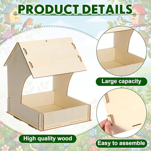 DoubleFill 10 Pack Wooden Bird Feeder Kits, DIY Bird House Kits, Build and Paint Your Own Craft for Adults, Unfinished Birdhouse Wood Craft for Educational Fun Art Outdoor Activities Gifts - Image 3