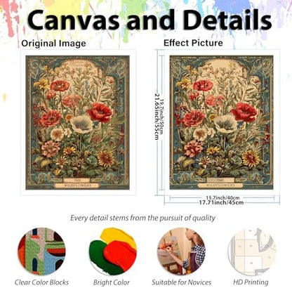 hkejoi Flower Paint by Numbers Kit for Adults, 16x20 in, - Image 4