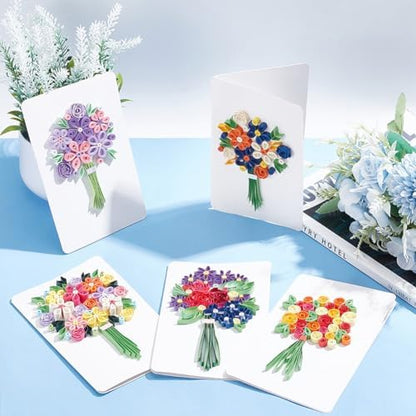 WEBEEDY Paper Quilling Kit 20 Sets Flower Card Quilling Kit with Paper Quilling Strips Tools Paper Quilling Set DIY Handmade Arts Crafts Christmas Valentine's Day Birthday Gifts - Image 4