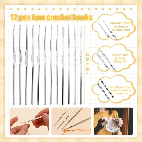 IMZAY 54 Pcs Crochet Hooks Set, 0.6mm-6.5mm Crochet Needles for Yarn - Image 2