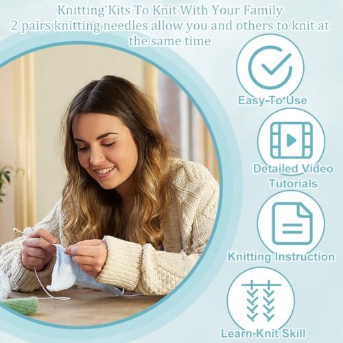 WEBEEDY 4 Sets Socks Knitting Kit Complete DIY Knitting Set with Premium Yarn and Detailed Instruction for Adults Beginner,Easy to Use Socks Knitting Starter Pack Crochet Supplies Craft Set - Image 3