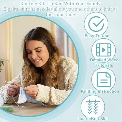WEBEEDY 4 Sets Socks Knitting Kit Complete DIY Knitting Set with Premium Yarn and Detailed Instruction for Adults Beginner,Easy to Use Socks Knitting Starter Pack Crochet Supplies Craft Set - Image 3