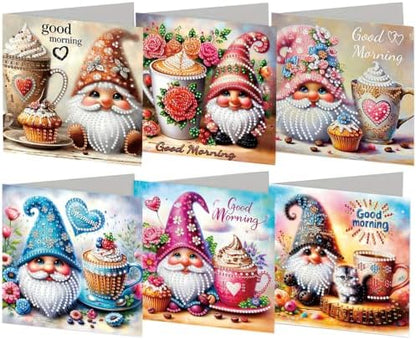 6PCS Good Morning Goblin Diamond Art Painting Greeting Cards Kit with Envelopes - 5D DIY Diamond Art Card Kits for Adults - Handcrafted Postcards for Birthday & Holiday by Unknown