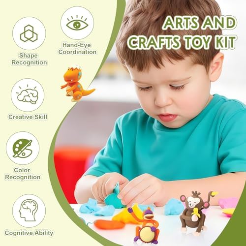 Air Dry Clay Kit for Kids -12 Dinosaur Theme Colored Clay Sculpting kit, Ultra Light DIY Model Magic Clay with Sculpting Tools and Tutorials, Soft & Non-Sticky, Arts and Crafts Gift for Kids - Image 6