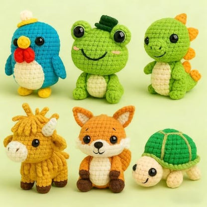 GUOXIAOER 6Pcs Crochet Kit for Beginners, DIY Craft for Adults, Great Gife for Crochet Lovers, Crocheting Animal Kits with Step by Step Videos,Yarn,Crochet Hook,Birthday, Holiday Gift (Crochet A) - Image 6