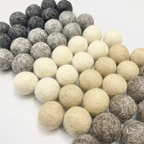 Wildflower by hu hands Weathered Naturals Wool Felt Balls (50) Pom Poms in Neutral Earth Tones for Crafts, Garland, & Decor .8-1 Inch Size | Hand Felted in Nepal 100% NZ Wool | Bag Included - Image 6