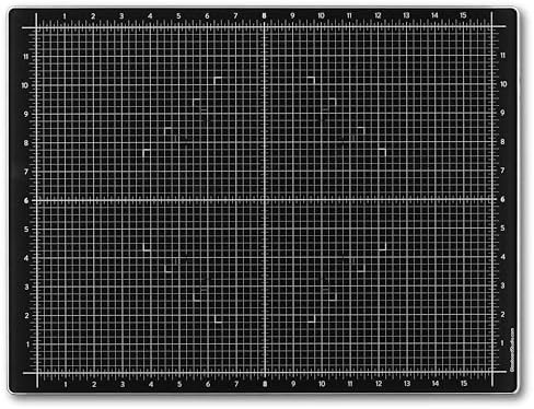 GLASSBOARD STUDIO Rich Black Glass Craft Mat (13.5x18in) - Magnetic, Heat & Scratch Resistant, Stain-Proof for Crafting, Cutting, Painting, Mixed Media Artwork - Grid & Angle Lines, Non-Slip Feet by GlassboardStudio