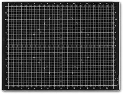 GLASSBOARD STUDIO Rich Black Glass Craft Mat (13.5x18in) - Magnetic, Heat & Scratch Resistant, Stain-Proof for Crafting, Cutting, Painting, Mixed Media Artwork - Grid & Angle Lines, Non-Slip Feet by GlassboardStudio
