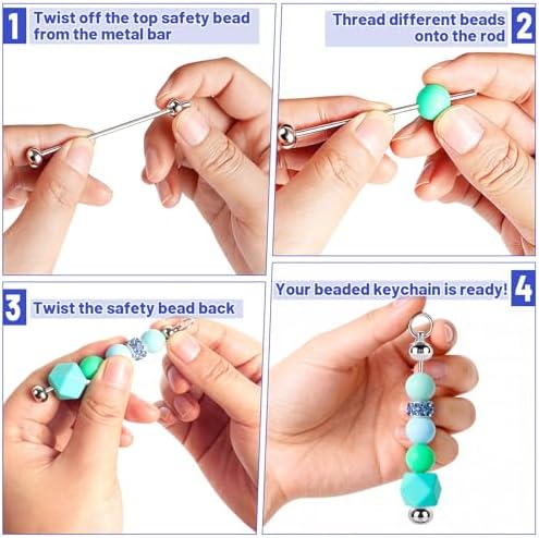 30 Pack Beadable Keychain Bars DIY Blank Beadable Keychains - Image 4