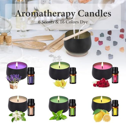 SAEUYVB Candle Making Kit,Easy to Make Colored Candle Soy Wax Kit,Including Soy Wax, Wicks,Melting Pot, Tins and More - Image 5