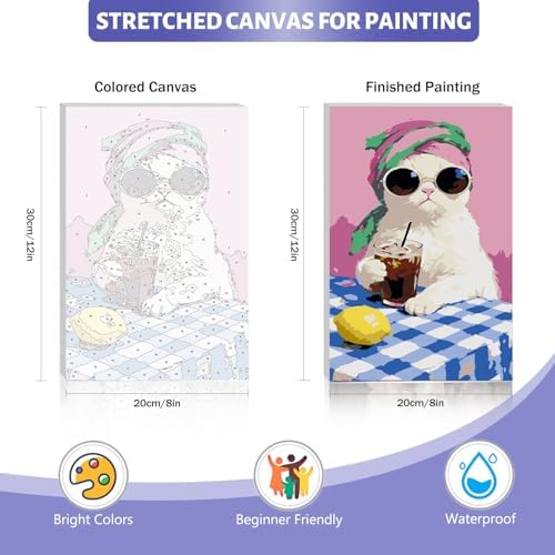 Framed Paint by Numbers Kit for Adults Beginner & Kids Ages 8-12, Funny Cat Paint by Numbers with frame, without Easel, DIY Acrylic Number Painting for Adults Animal for Home Decor Gift 8 x 12 Inch - Image 5