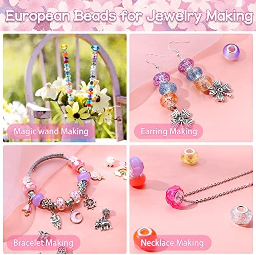 Aipridy 500 Pcs Large Hole European Beads, Craft Supplies Kit，Assorted Mixed Color Lampwork Spacer Beads for DIY Bracelet Jewelry Making (500, Mixed) - Image 4