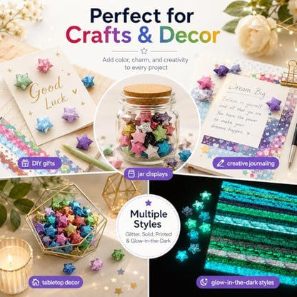 840 Sheets Luminous Origami Stars Papers with 4 Different Designs, Origami Star Paper Strips Lucky Star for DIY Arts Crafting, Handicraft (Multicolor) - Image 6