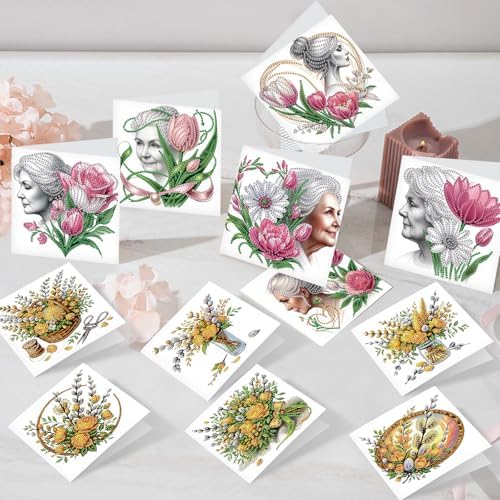 Focart 24 Pack Diamond Painting Greeting Cards, Random Diamond Art Kits Special Shape Drill DIY Handcraft for Relatives and Friends with Wishes, Unique Design Crafting for Birthday Holiday Cards - Image 4