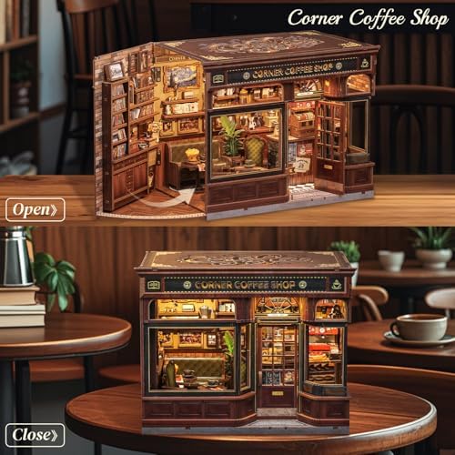 CUTEBEE Book Nook Kit, DIY Miniature House Coffee Shop Dollhouse - Image 2