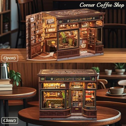 CUTEBEE Book Nook Kit, DIY Miniature House Coffee Shop Dollhouse - Image 2