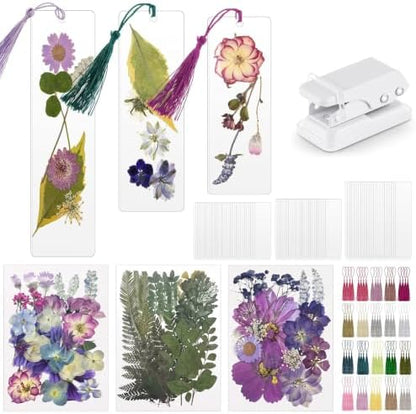 Fuyoooo 176 Pcs Pressed Flower Bookmark Kit,Purple,3 Size by Liraitoya
