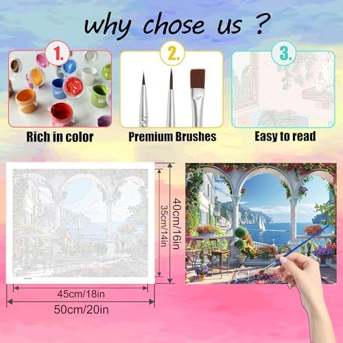 Ycydilirab Landscape Paint by Numbers Kit for Adults - Landscape Paint by Number for Adults,Paint by Number Adult Wall Art Decor 16×20 Inch - Image 5