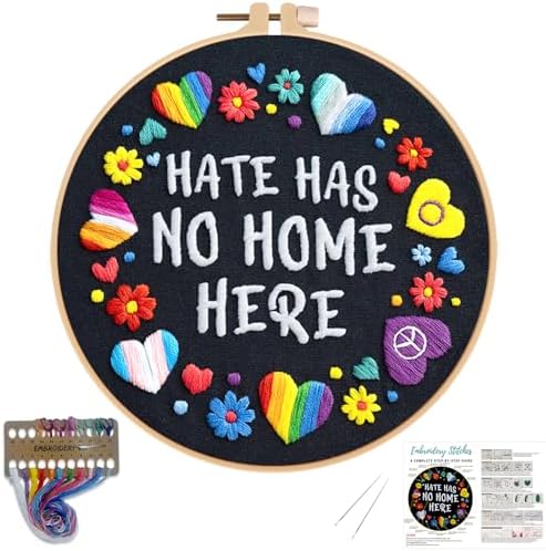 Nuberlic Embroidery Kit for Beginners - LGBT Love Pattern Adults Starter Cross Stitch Kit DIY Needlepoint with Hoop, Pre-Printed Fabric, Threads & Step-by-Step Guide by Nuberlic