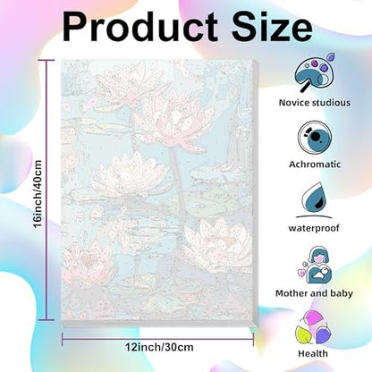 Ausanrl Flowers Framed Paint by Numbers Wooden Easel-Adult Paint by Number Kits on Canvas Framed,Lotus Paint by Numbers with Frame,Gifts and Home Wall Decor 12x16inch - Image 5