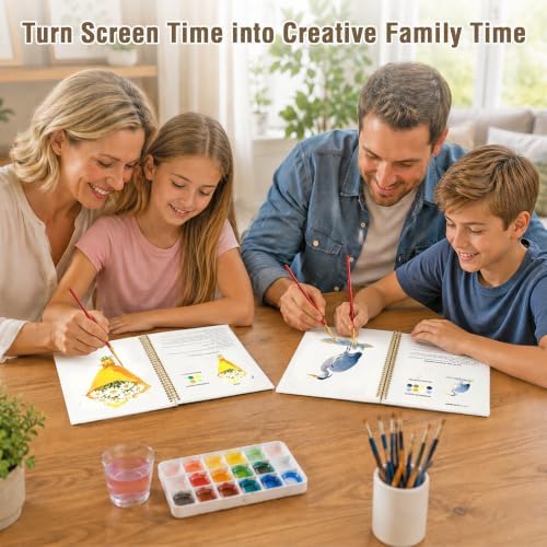 Creazic 2-Pack Watercolor Workbook for Beginners, Pre-Sketched Floral & Bird Coloring Book, 24 Projects on 140lb/300gsm Watercolor Paper, Step-by-Step Tutorial to Relax & Spark Joy for Adults & Teens - Image 6