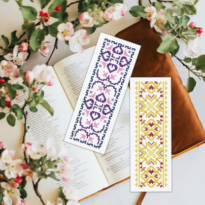 BEUNITONE 6 Pcs Vintage Cross Stitch Bookmark Kits for Beginner with Backing Felt Floss Instructions, Handmade Bookmarks DIY Stamped Craft Embroidery Kits for Adults, Book Lovers 8.5''x3'' - Image 7