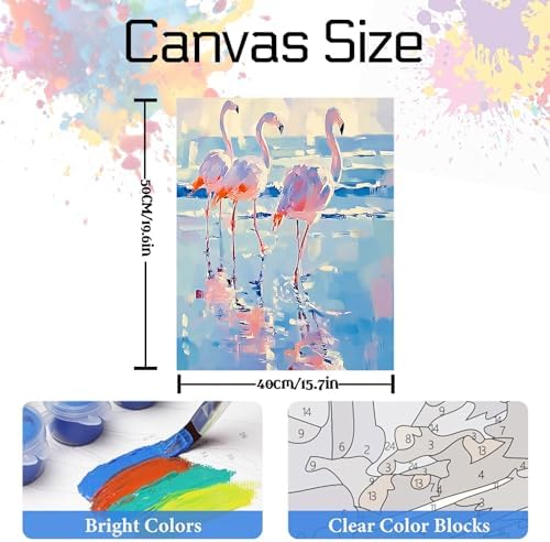 NDNXYXGS Paint by Numbers Kits for Adults,Animals DIY Painting Kit on Canvas,Flamingo Color by Numbers,Large Adult Paint by Number for Wall Decor and Gifts (Crane) - Image 3
