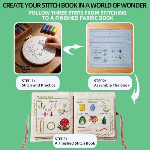 Herdiese Embroidery Stitch Book Kit for Beginners with 32 Stitches - Image 3