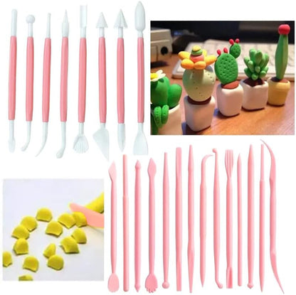 22 PCS Clay Sculpting Tools Set, Pink Air Dry Clay Tools & Polymer Clay Tools Kit, Double-Ended Plastic Modeling Tools for Pottery, Polymer Clay, Air Dry Clay & DIY Crafting for Adult by DAIXIANGER