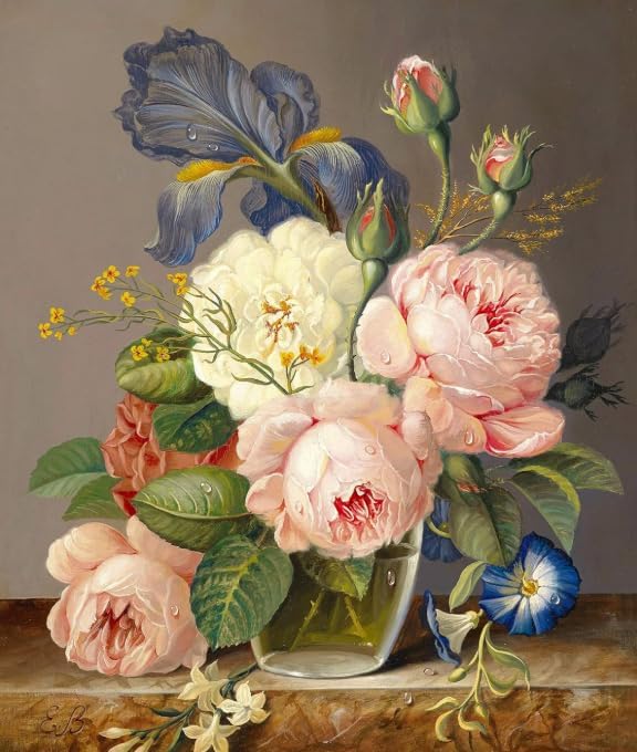 Classic Floral Still Life Roses and Iris Paint by Numbers Kit for Adults Beginner 24colors 16x20 inch Without Framed by Unknown
