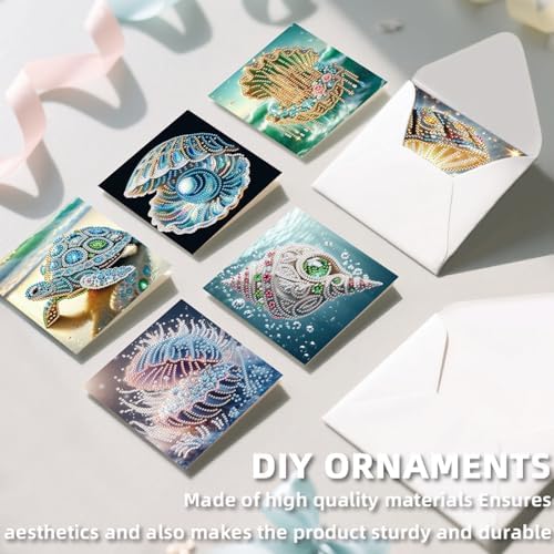 12pcs Diamond Art Greeting Cards for Adults, DIY Beach Life Design Card Making Kit with Envelopes, All-Occasion Handmade Cards for Anniversary, Birthday, Daily Use - Image 6
