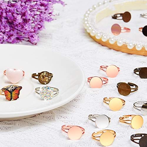 Herdear 40pcs Adjustable Blank Rings 12mm Base, Mixed - Image 7