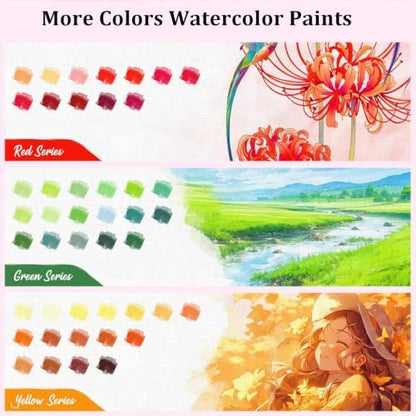Caliart 168 Colors Watercolor Paint Set, Portable Art Supplies Palette Kit - Image 5