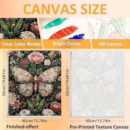 Framed Paint by Numbers Kit for Adults with Wooden Easel, Butterfly, 16x20 inch - Image 2