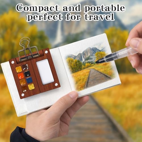 Travel Watercolor Paint Set - Pocket 8-Color Mini Paint Kit with Sketch Pad - Image 4