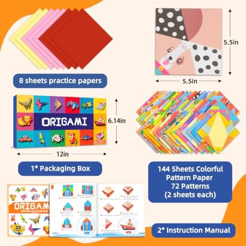 Origami Paper Kit for Kids,152 Sheets Origami Paper with Instructional Book - Image 2