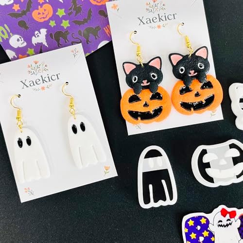 Xaekicr 3Pcs Halloween Polymer Clay Cutters Set – Ghost, Pumpkin, Cat | Clay Earring Cutters for Halloween Jewelry DIY | Polymer Clay Molds & Tools for Earrings Making - Image 4