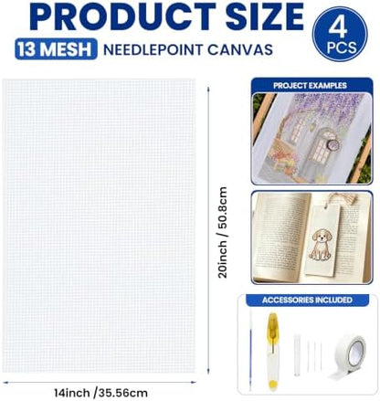 13 Mesh Needlepoint Canvas Kit, 4 PCS 20" X 14" No Flods Blank Canvas - Image 3