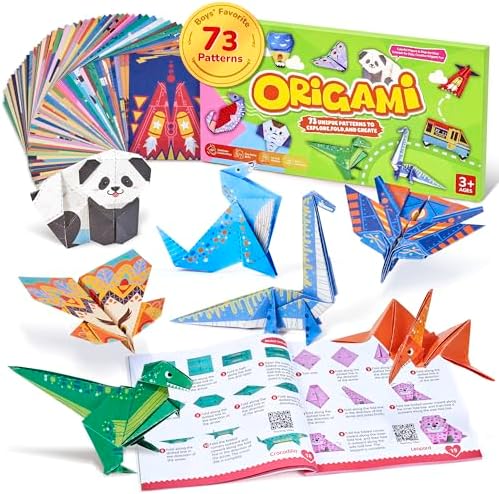 GAMENOTE Origami Kit for Kids Ages 8-12, 72 Adventure Projects, 180 Sheets by Gamenote