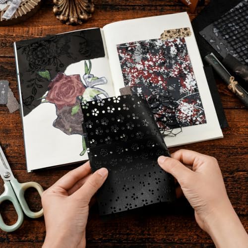 50 Sheets Black Textured Scrapbook Paper,Junk Journal Scrapbooking Supplies - Image 5