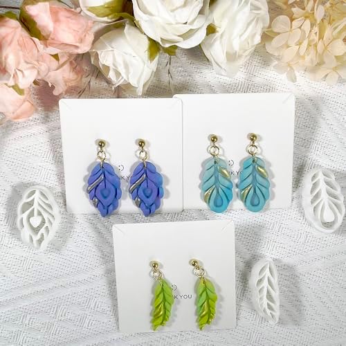 Xaekicr Polymer Clay Cutters Feather Leaf Set – 3PCS Boho Clay Earring Cutters for Polymer Clay Jewelry, Hollow Leaf Clay Cutters Shapes and Tools for DIY Earrings and Crafts - Image 2